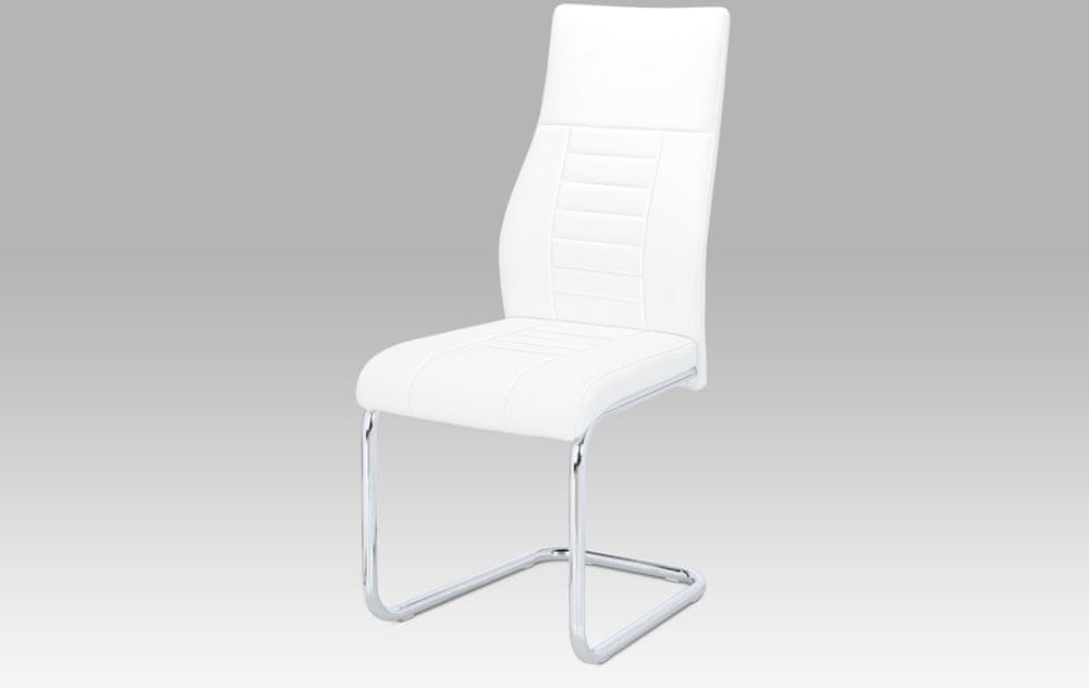 Autronic Jedálenská stolička, biela koženka / chróm HC-955 WT